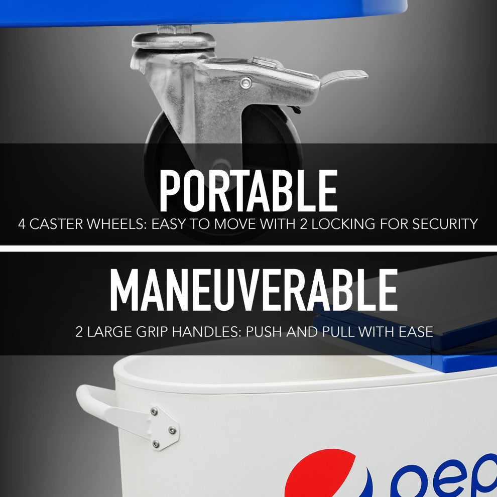 Permasteel 80 Quart Portable Rolling Oval Patio Cooler, White