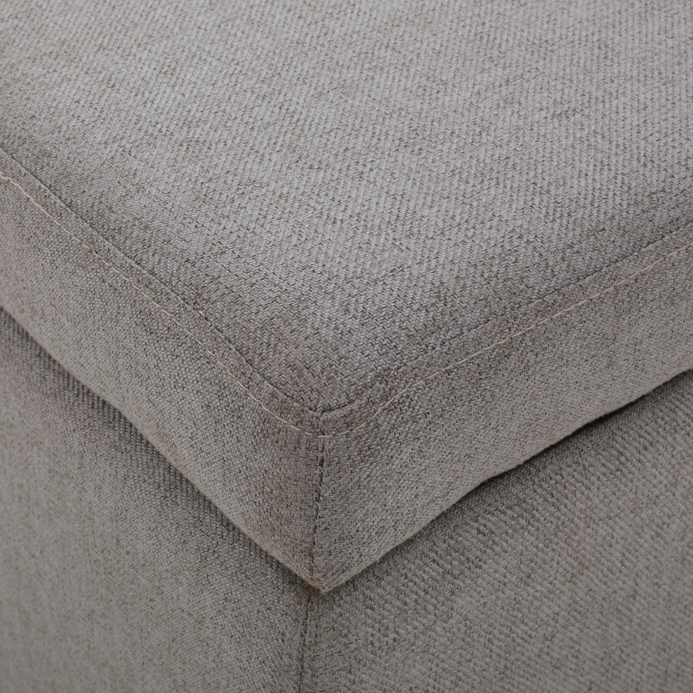 GDF Studio Charlotte Fabric Storage Ottoman, Light Gray