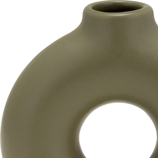 Ceramic 7", Donut Footed Vase, Olive