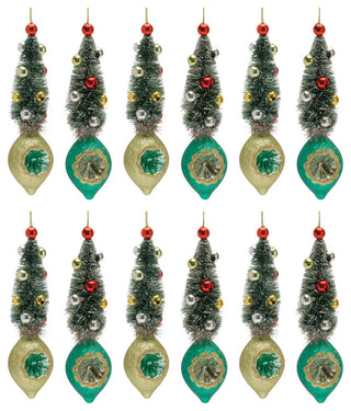 Pine Tree Reflector Drop Ornament, 12-Piece Set