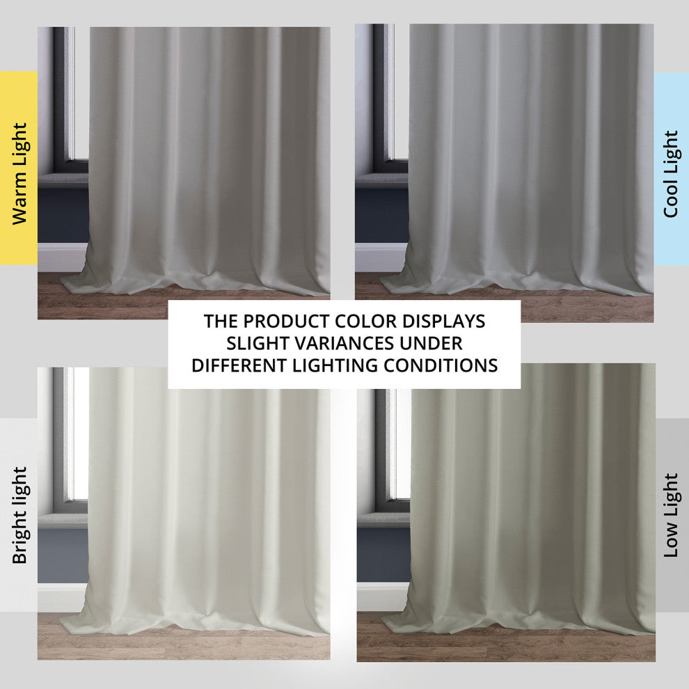 Italian Faux Linen Curtain Single Panel, Magnolia Off White, 50wx84l