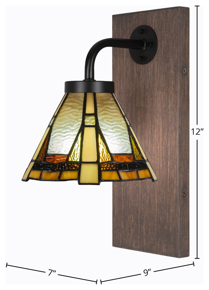 Oxbridge Wall Sconce, Matte Black & Painted Distressed Metal, 7" Zion Art