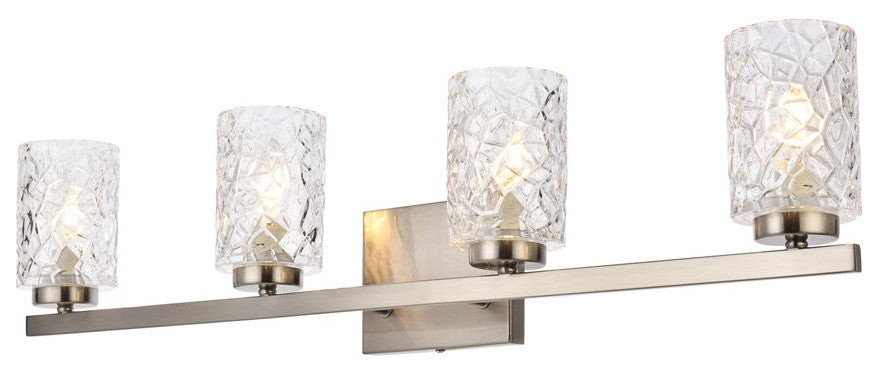 Conor 4-Light Bath Sconce, Satin Nickel With Clear Shade
