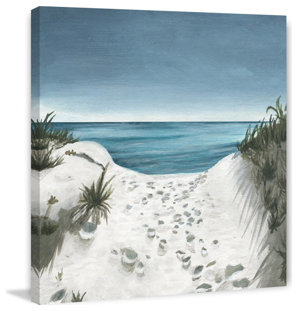 "Beach Footprints" Painting Print on Wrapped Canvas, 40x40