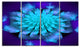 "Fractal Blue Spread Flower" Art Canvas Print, 4 Panels, 48"x28"