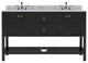 Winterfell 60" Double Bathroom Vanity, Espresso, No Mirror, No Faucet