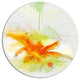 Yellow Red Flower With Color Splashes, Floral Disc Metal Artwork, 11"