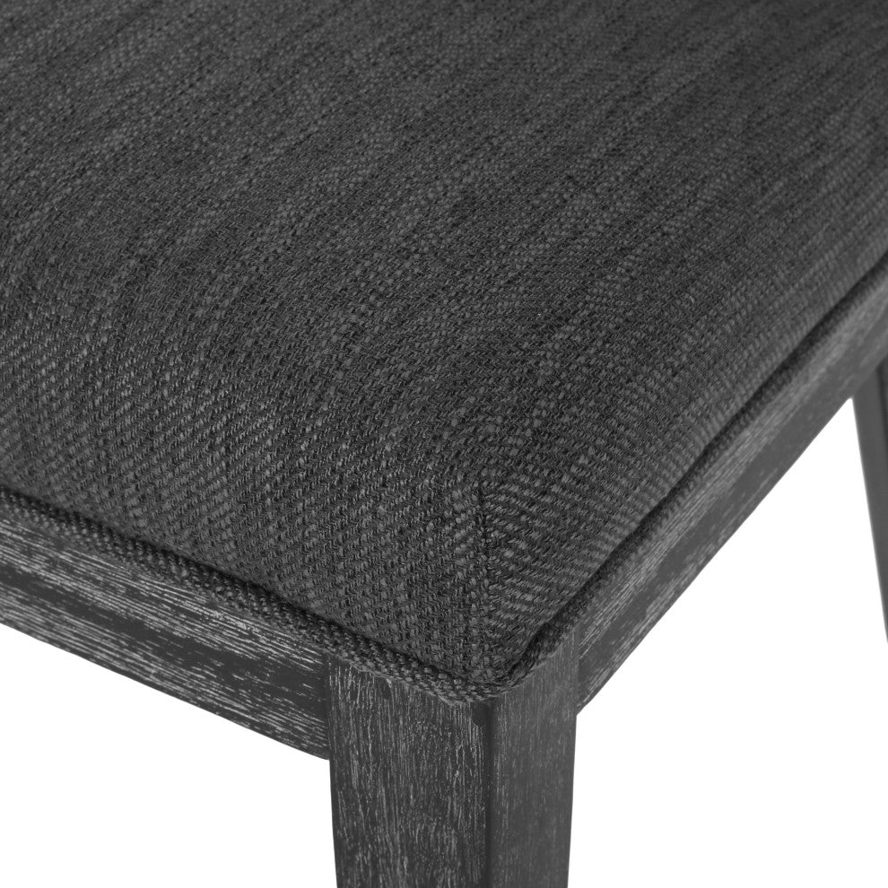 Boise Contemporary Fabric Upholstered Wood Dining Chairs, Set of 2, Charcoal/Weathered Gray