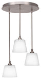 Empire 3-Light Cluster Pendalier, Brushed Nickel/White Matrix