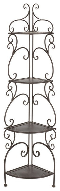 Safavieh Turuca 4 Tier Corner Shelf, Rustic Brown