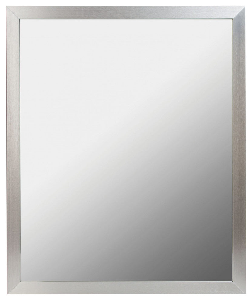 Rectangular Aluminum Framed Wall Mounted Bathroom Mirror, Brushed Nickel, 30" X 36";