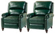 Genuine Leather Cigar Recliner, Home Theater Seating, Set of 2, Green