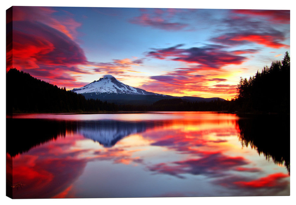 Epic Graffiti "Sunrise on the Lake" by Darren White, Giclee Canvas Art, 26"x40"