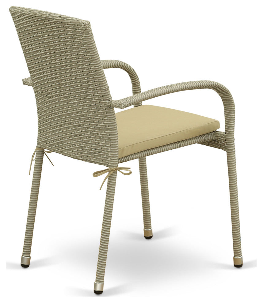 5Pc Outdoor- Natural Color Wicker Dining Set, Patio Table, 4 Armchair