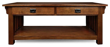 Leick Furniture Wood Mission Coffee Table in Brown Medium Oak