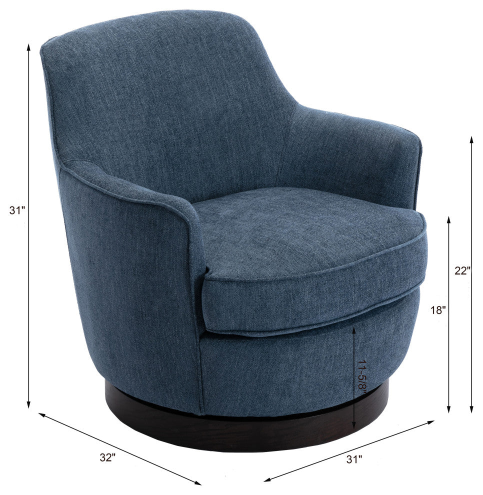 Reese Cadet Blue Wood Base Swivel Chair