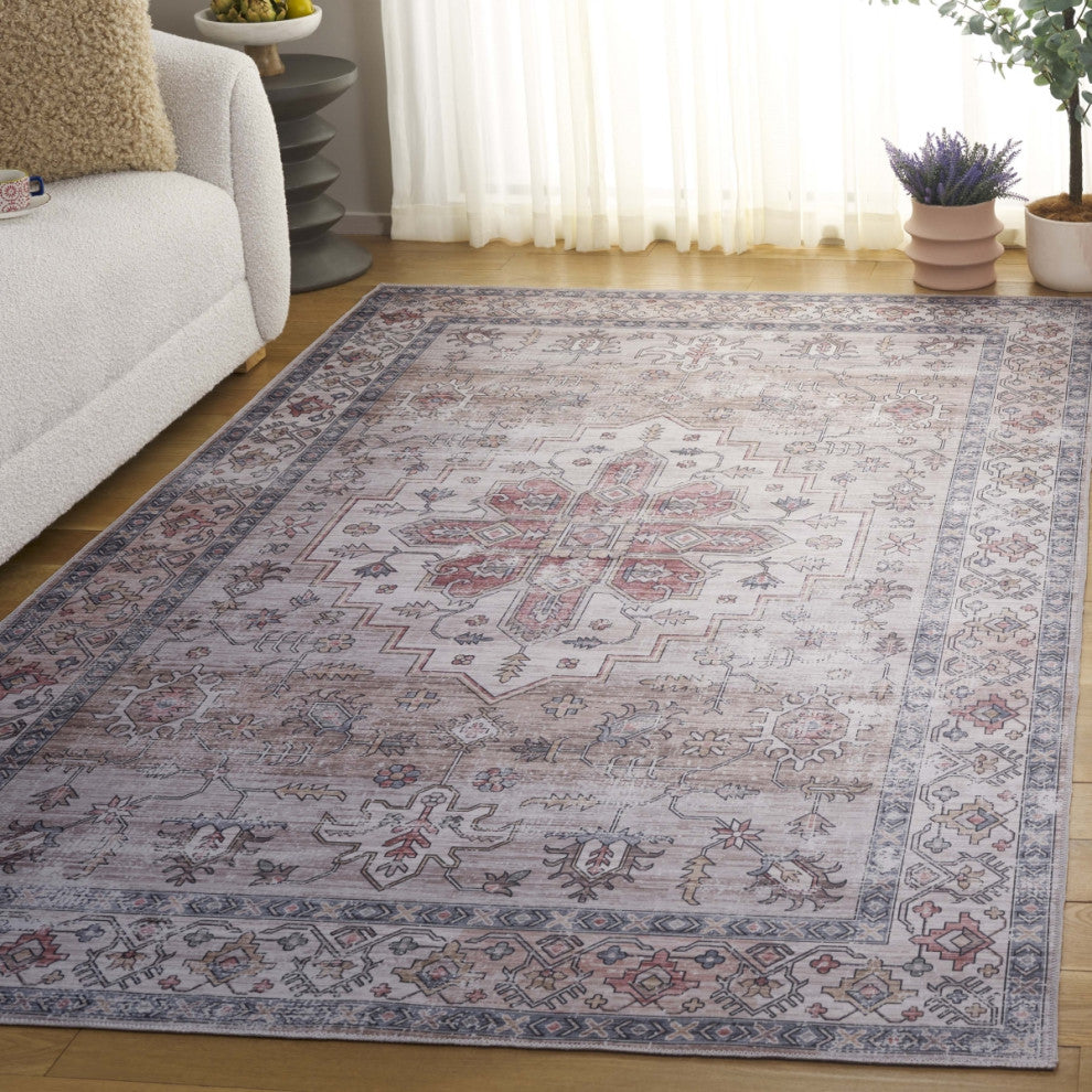Safavieh Arizona Machine-Washable Collection ARZ243 Rug, Sage/Rust, 6'x9'