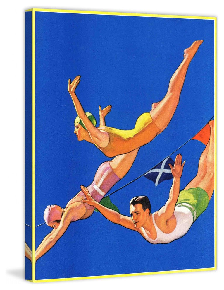 "Diving Women and Man" Painting Print on Canvas by John Newton Howitt
