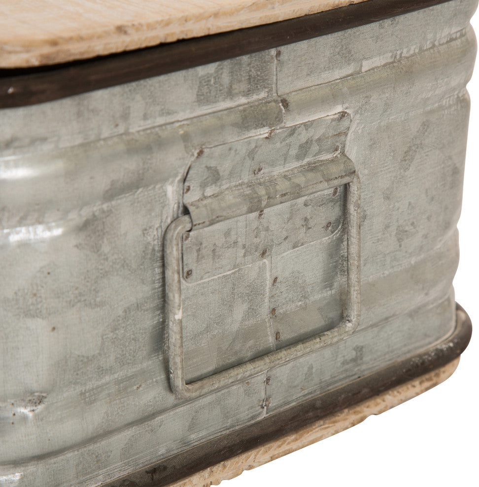Galvanized Wood Storage Chests Set of 2