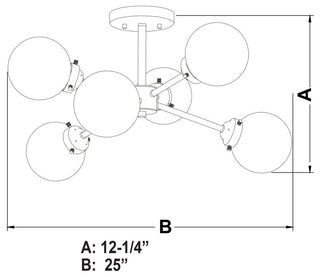 Orbit 25" Semi Flush Ceiling Light Satin Nickel and Oil Rubbed Bronze