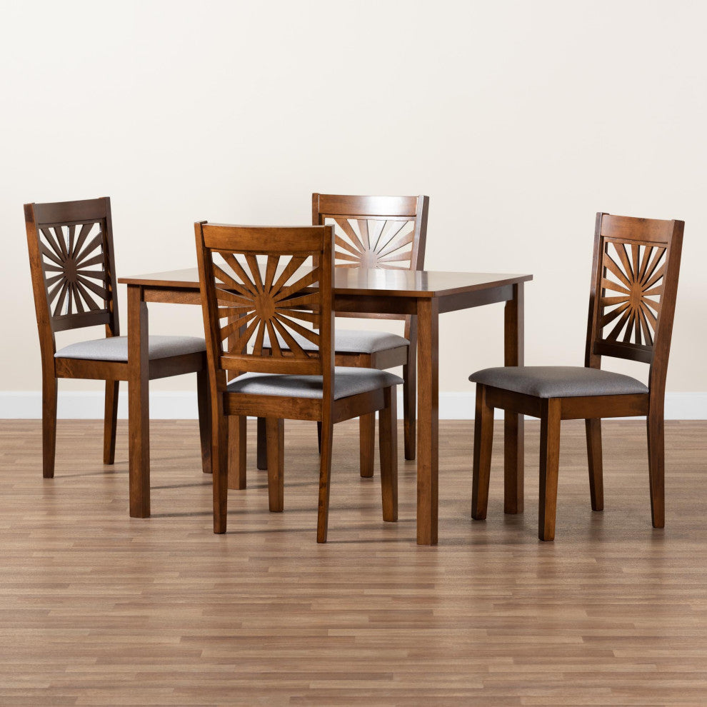 Loni Dining Collection, Gray/Walnut Brown, 5-Piece Dining Set