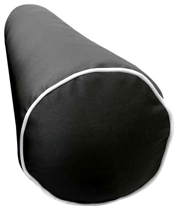 |COVER ONLY| Outdoor Contrast Piped Trim Large 26x6 Bolster Pillow Cover AD003