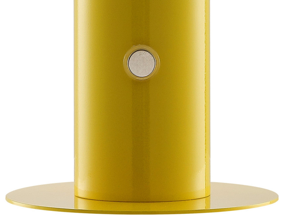 Suillius 11" Rechargeable/Cordless Iron Integrated Mushroom Table Lamp, Yellow