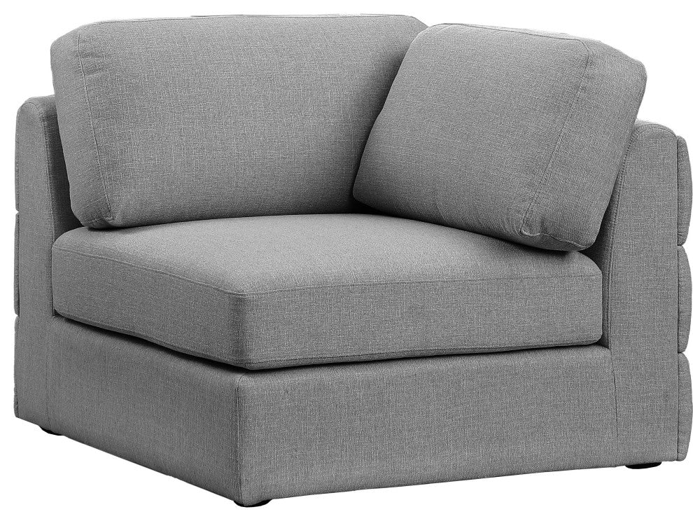 Beckham Beige Durable Linen Textured Fabric Armless, Grey, Corner Chair