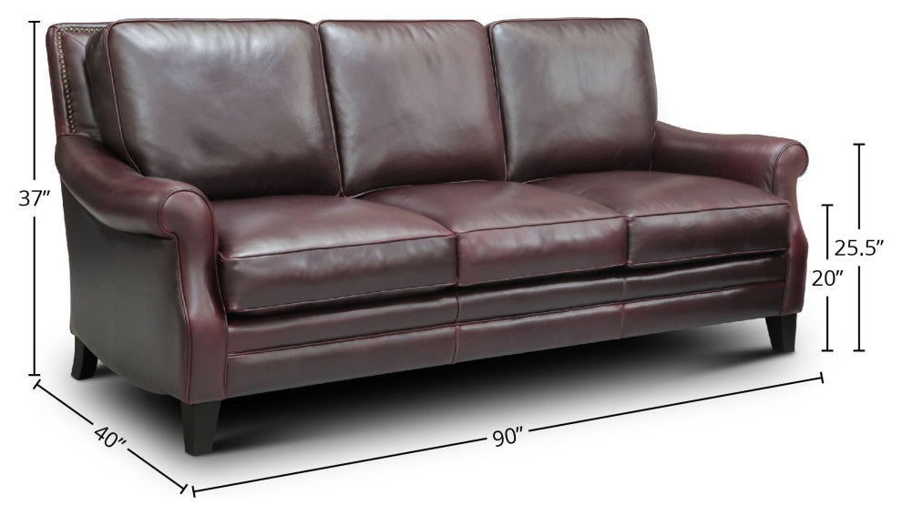 Adriana 100% Top Grain Leather Traditional Sofa
