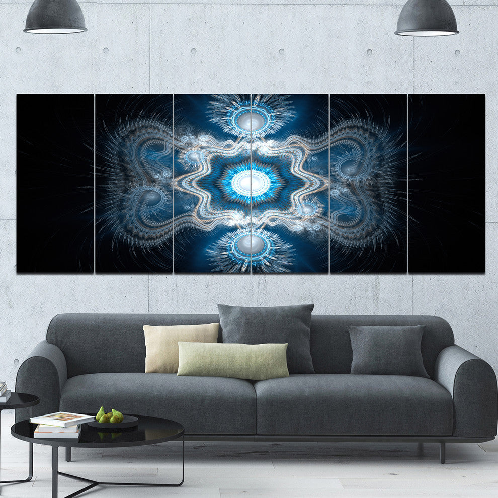 Cabalistic Clear Blue Texture, Abstract Canvas Art Print, 70"x28", 6 Panels