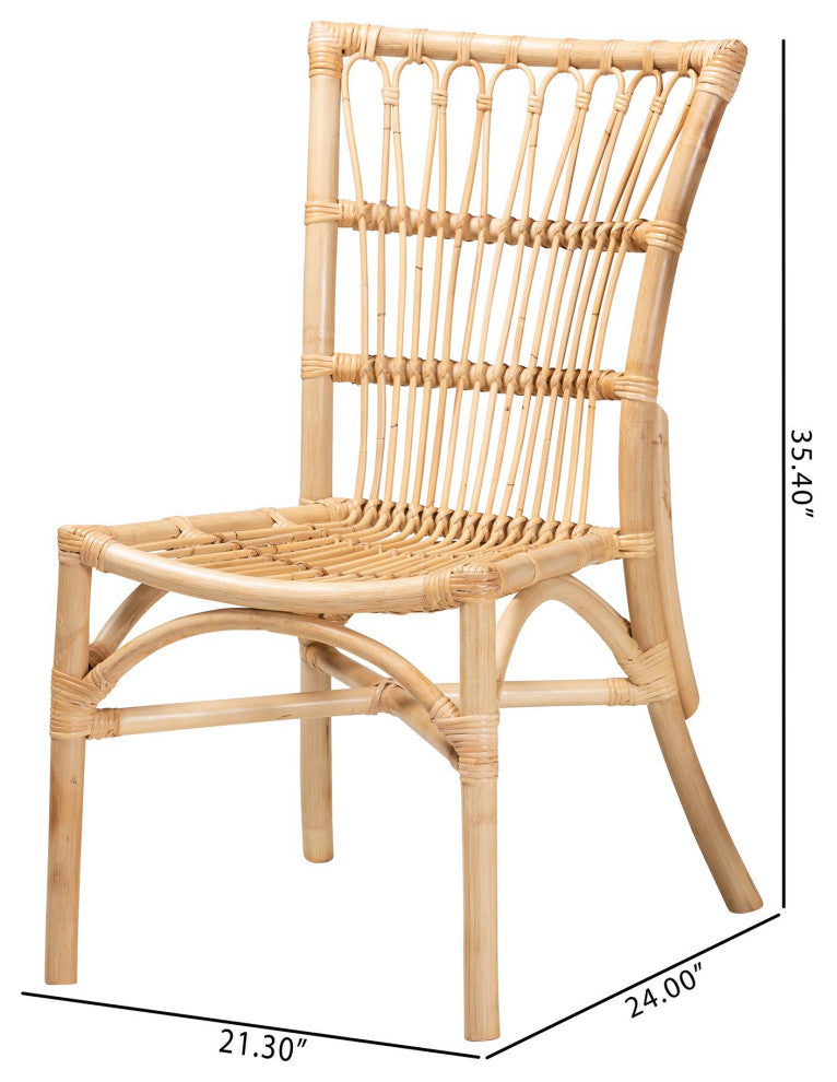 Martine Modern Rattan Dining Chair, Natural Brown