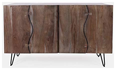 Nature's Edge Solid Acacia 54-Inch Modern Server Storage Cabinet
