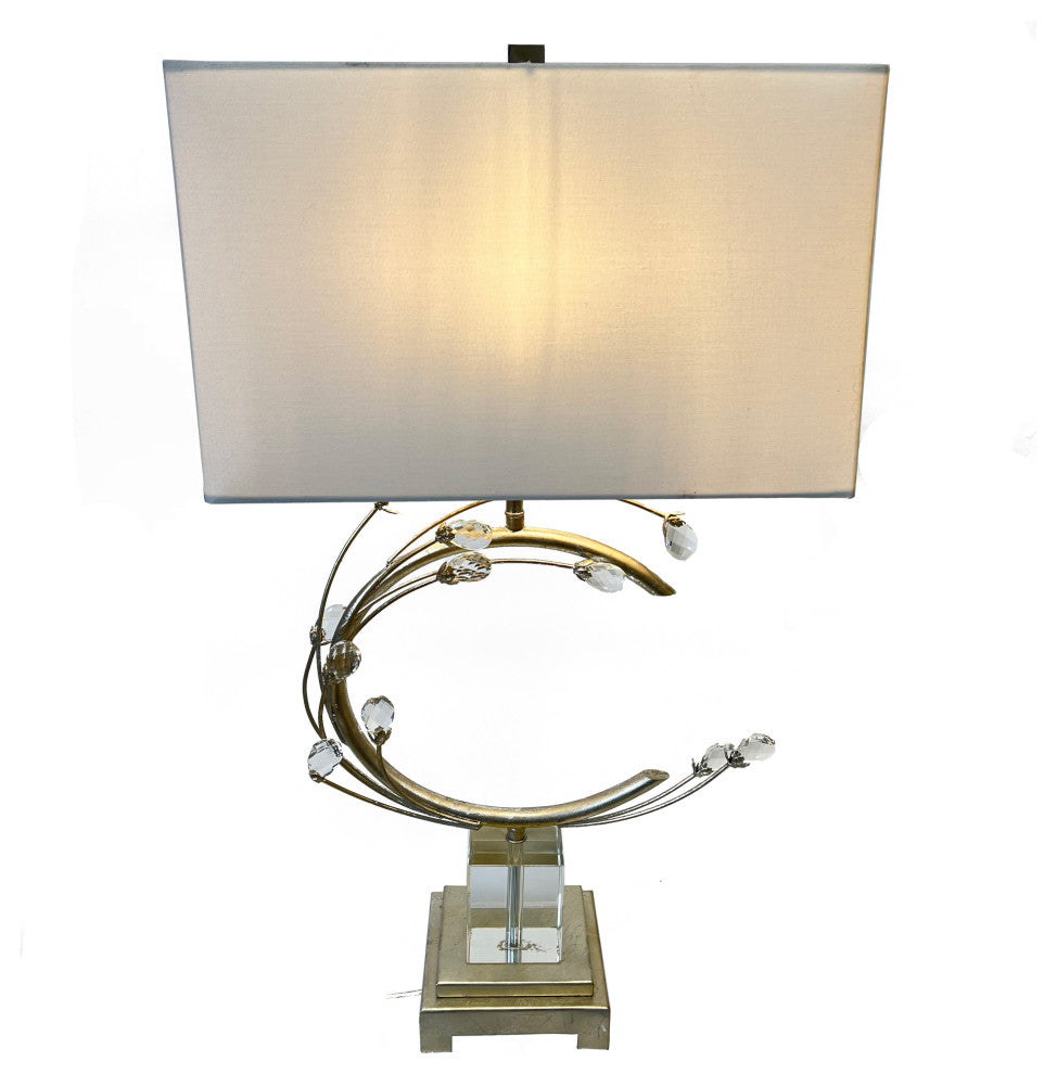 Crystal and Gold Branch Table Lamp, Silver