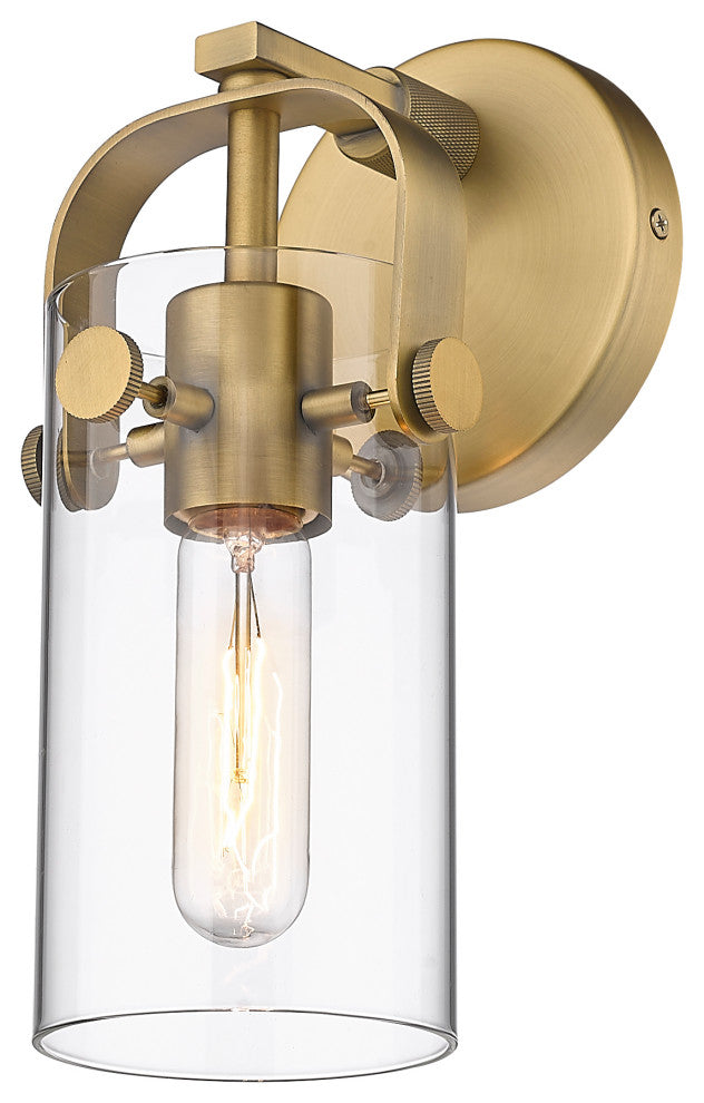 Pilaster Sconce, Brushed Brass, Clear