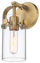 Pilaster Sconce, Brushed Brass, Clear