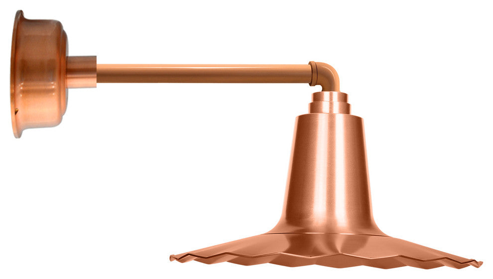 12" Iris LED Barn Light With Metropolitan Arm, Solid Copper