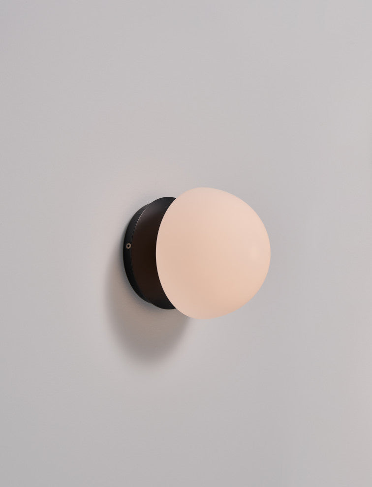 Pensee LED Wall Lamp, Matt Opal Glass/ Matt Black