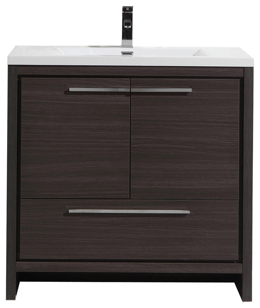 Alma-Allier Freestanding Vanity With Integrated Sink, Gray, 36"