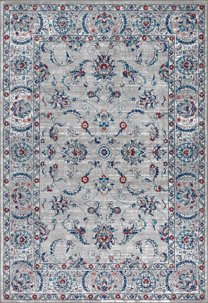 Modern Persian Vintage Light Grey/Red 4' x 6' Area Rug