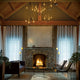 Rook Twin Floor Lamp, Dark Smoke Finish, Opal Glass