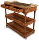 Traditional Style Walnut Rolling Bar Cart