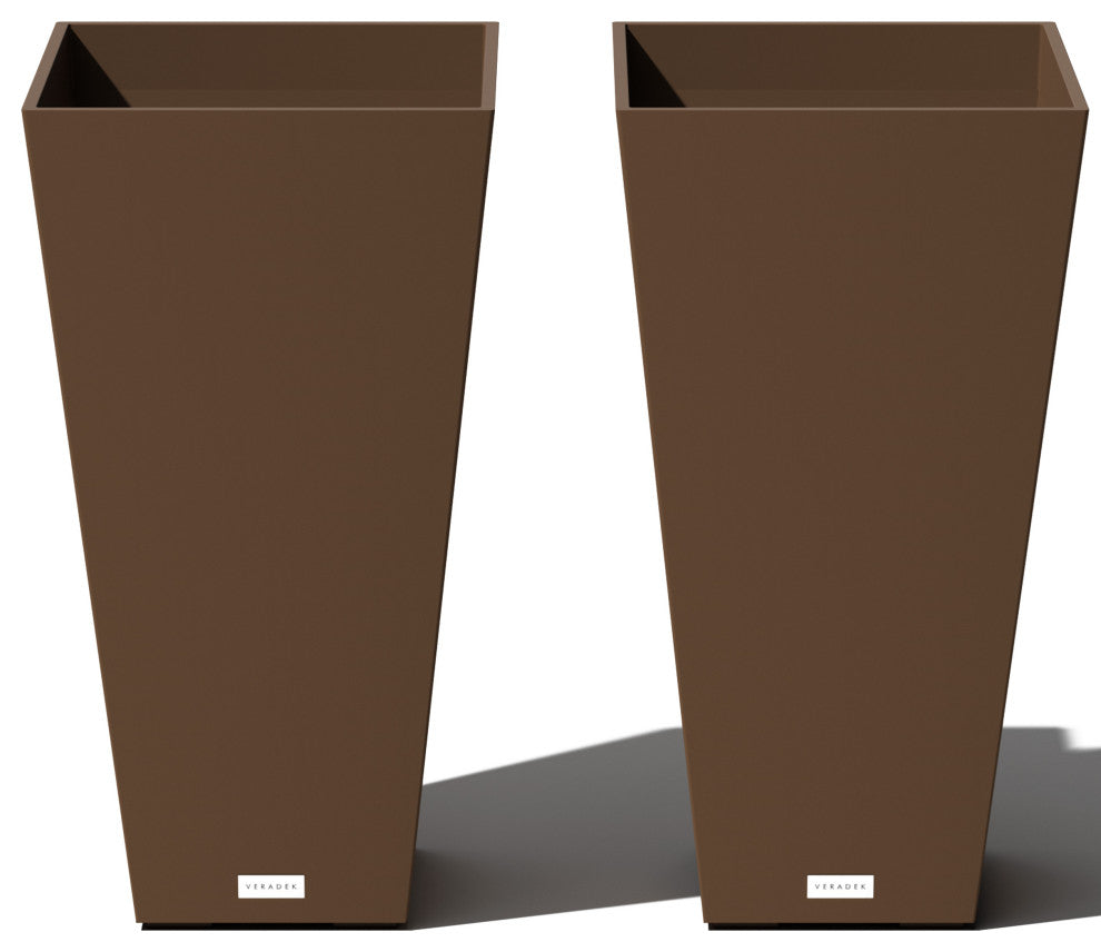 Midland Tall Square Planter, Espresso, 26'', 2 Pack