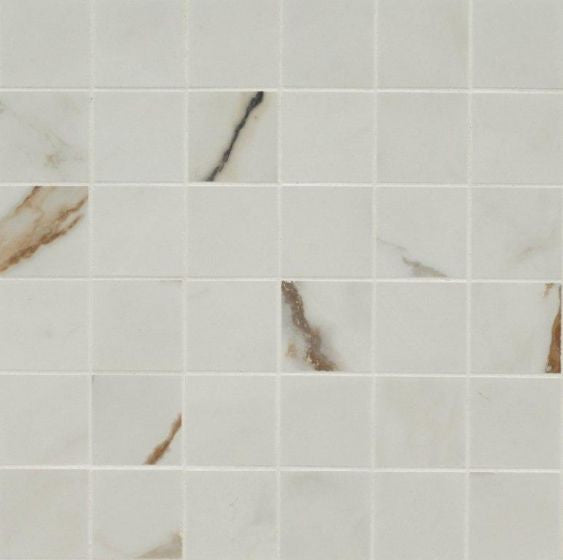 Regallo Calacatta Marbella 2X2 Matte Porcelain Mosaic, 10 Sheets