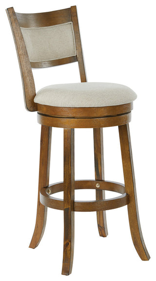 Swivel Stool 30" With Solid Back, Burnt Brown