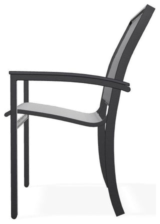 Bazza Sling Stackable Outdoor Dining Chair, Augustine Pewter/Black