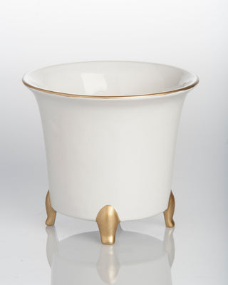 Jaipur Cachepot, White and Gold, Small