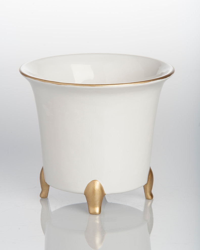 Jaipur Cachepot, White and Gold, Small