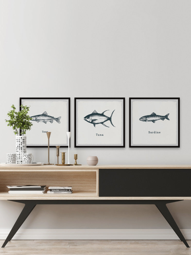 Trout and Tuna Triptych, 3-Piece Set, 32x32 Panels