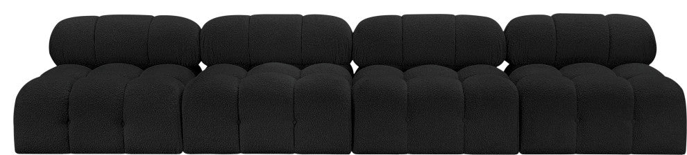 Ames Boucle Fabric Modular Sofa, Black, 4-Piece: 4 Armless Chair