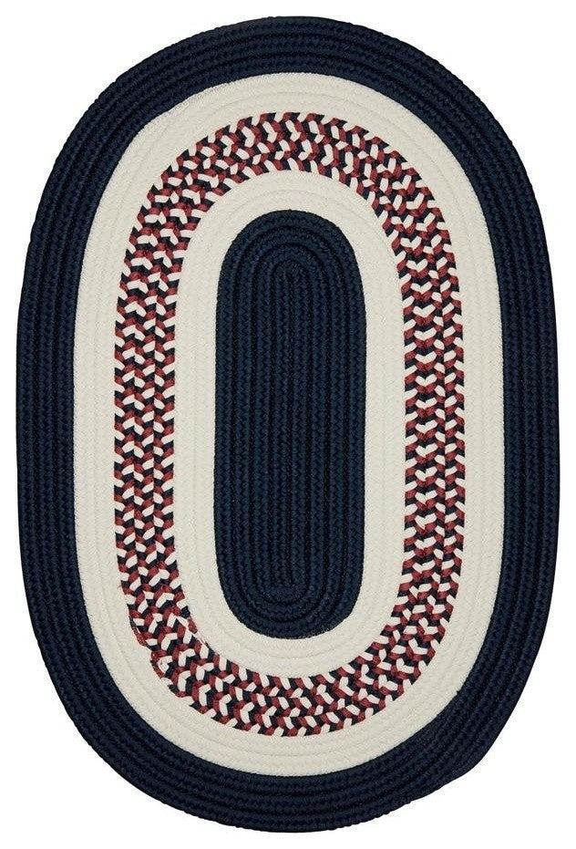 Flowers Bay FB50 Patriot Blue Indoor/Outdoor Area Rug, Round 6'x6'